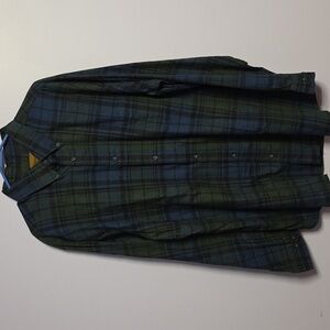 St. John's Bay Men's Navy and Green‎ Plaid Shirt Jacket